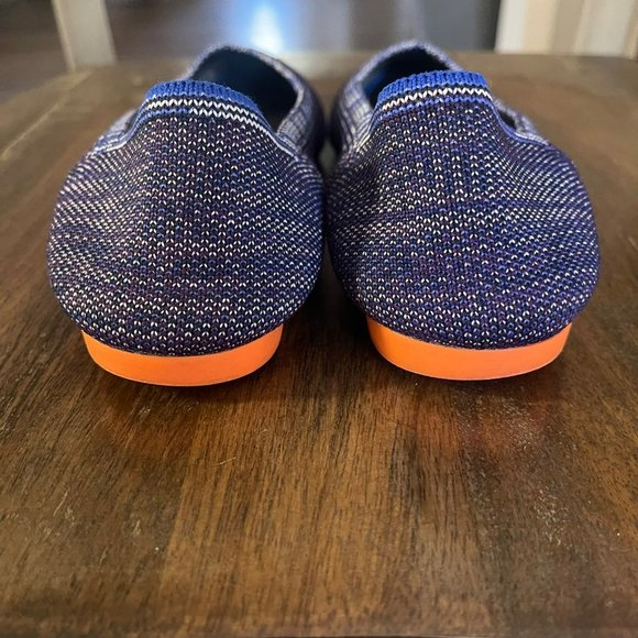 ROTHY'S The Point Blue Birdseye Flats Orange Sole RETIRED RARE Size 7W - Picture 4 of 12